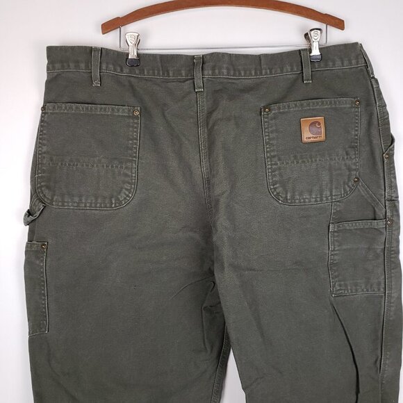 Carhartt Double Knee Work Pants B136 MOS USA Made Green Duck Canvas Size 44 x 30 - Picture 4 of 12